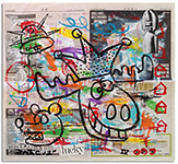 untitled (acrylic & collage on Korean newsprint)